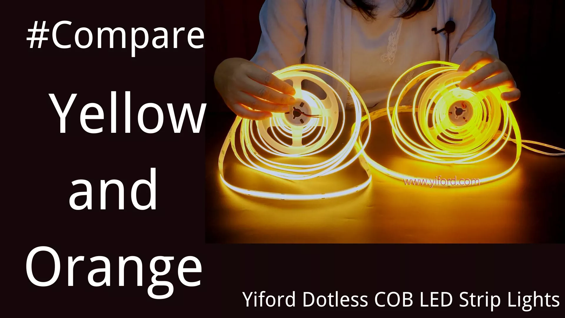 compare yellow and orange dotless cob led strip lights from yiford